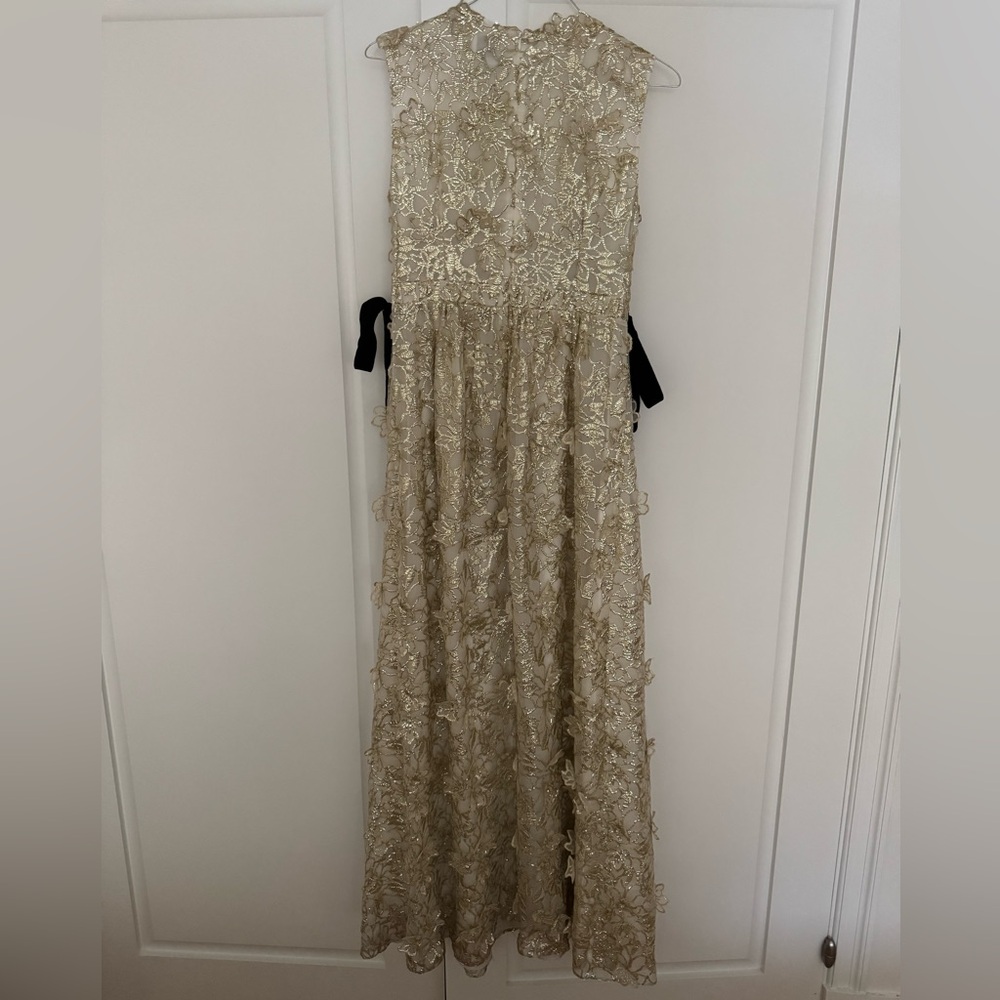 Elegant Cream Lace Evening Gown - Picture 6 of 7